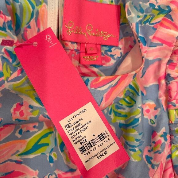 Lilly Pulitzer Roni Short Sleeve Stretch Mini Dress in Blue Peri.Size 0 - Picture 13 of 16